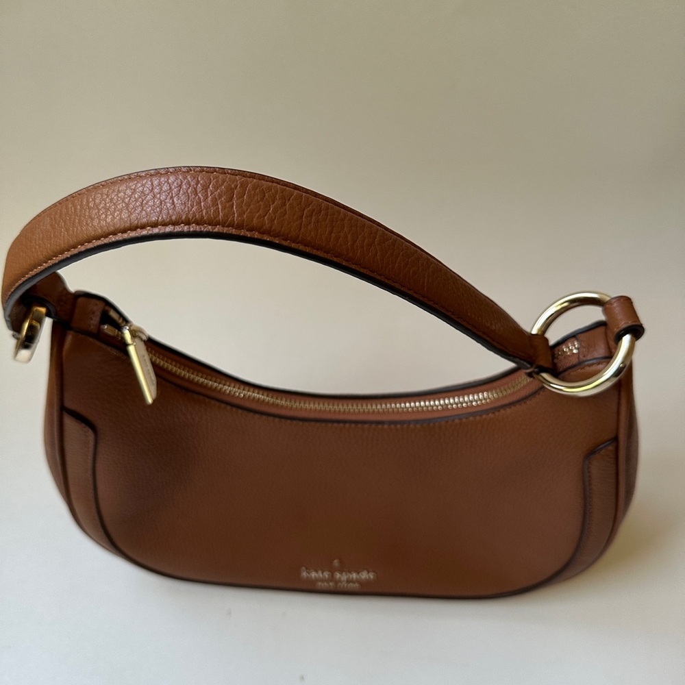 KATE Spade Leila Pebbled Leather Shoulder Bag Purse Warm Gingerbread - Picture 4 of 13